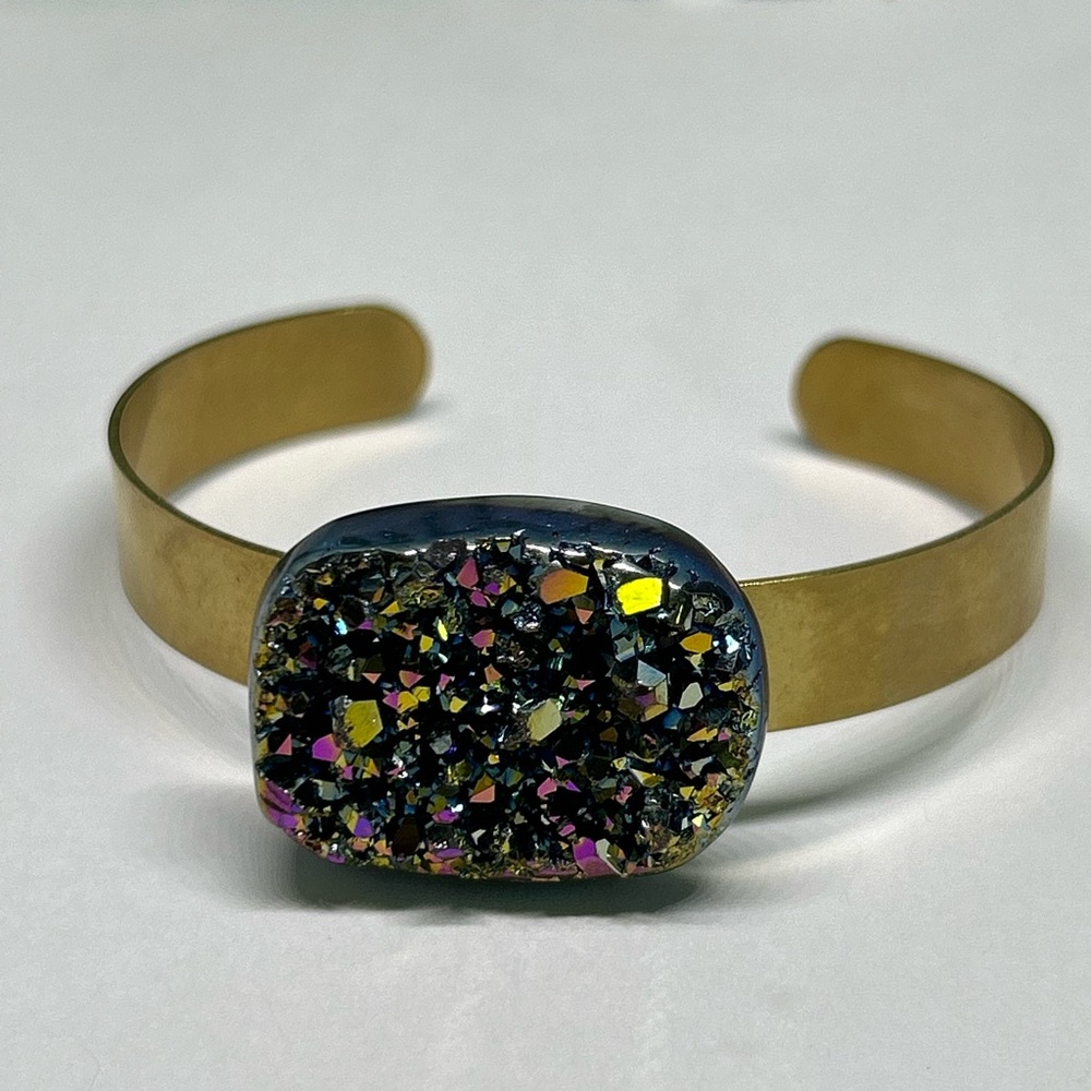 Gold Druzy Cuff Bracelet